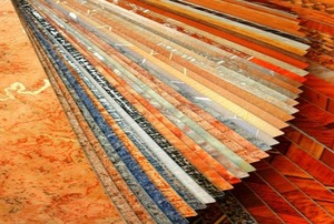 Peel and stick vinyl tiles.