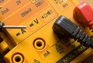 A close-up of a multimeter.