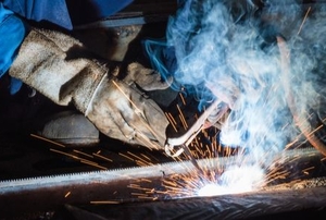bright firey welding