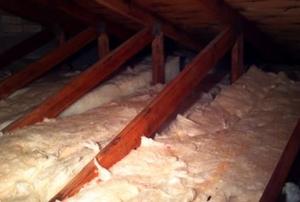 The truss system in an attic.