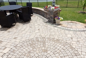A brick patio.