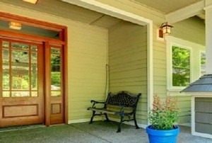 a fiberglass front door stained to look like wood