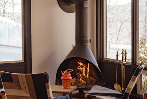 an indoor fireplace in a living room