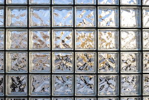 A panel of glass blocks. 