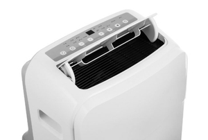 A white portable AC isolated on a white background.