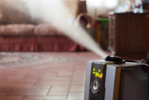 Humidifier spraying a mist into the room