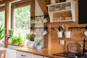 wood design in farmhouse kitchen