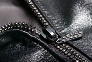 A leather jacket close up.