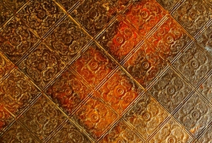 An antique, tin ceiling.