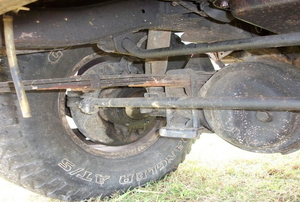 Leaf springs installed in a Jeep Wrangler.