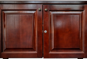 dark wood cabinets