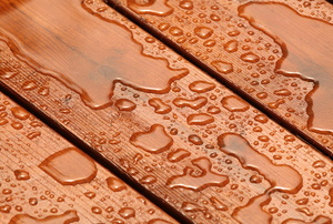 Water beading up on deck boards