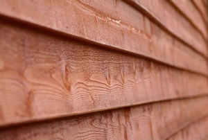 redwood-colored siding