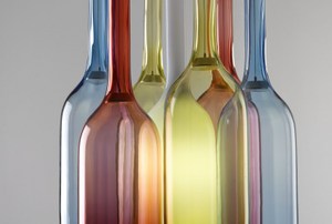 Several colored glass bottles
