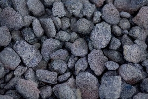 A closeup of lava rock mulch.