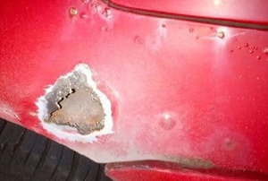 a closeup of vehicle rust