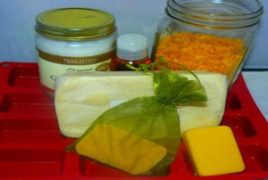 The ingredients for the body butter bar.