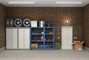 The inside of a garage.