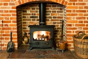 A stove fireplace.