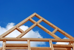Timber-frame construction of a roof truss.