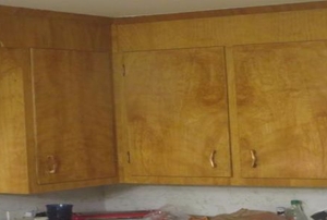 Retro kitchen cabinets.