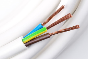 A cable with exposed wires