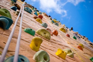 A rock climbing wall.