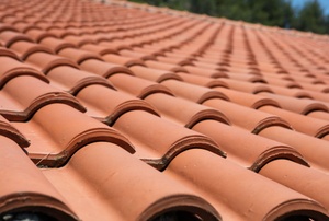 Curved clay roof tiles.