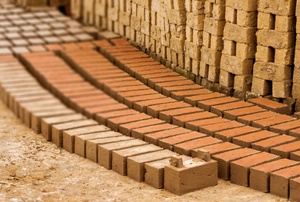 rows of bricks
