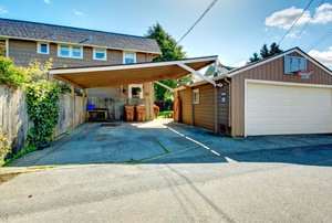 A detached garage.