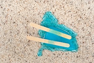 melted blue popsicle stain in carpet