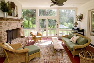 A room with outdoor carpet.