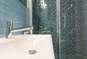 A porcelain sink in a bathroom.