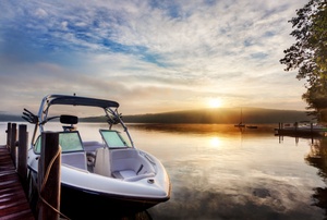 An aluminum boat.