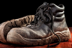 dirty leather boots