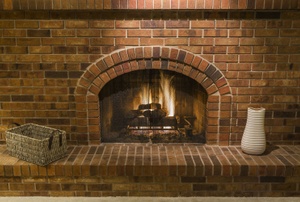A fireplace wall.