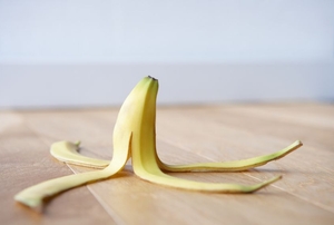 banana peel spread out on floor