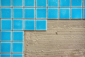 Blue ceramic tiles.
