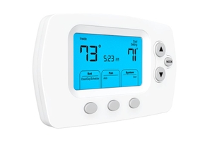 Thermostat on the wall reads 73 degrees