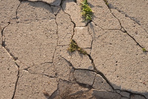 Severely cracked concrete