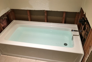 bathtub filled with water