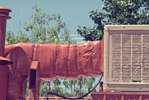 Swamp cooler on a roof