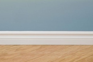Molding against a blue wall