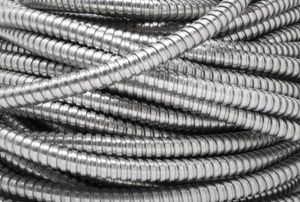 spiral of silver colored Electrical Conduits