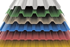 Stack of colorful steel roofing