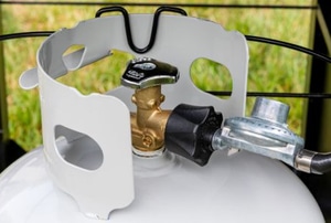clean propane tank with connectors attached