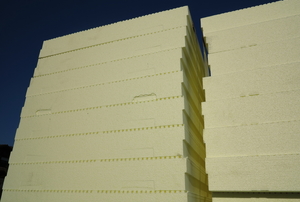 Stacks of foam board insulation