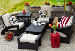 A patio with furniture.