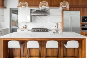 kitchen island with stools