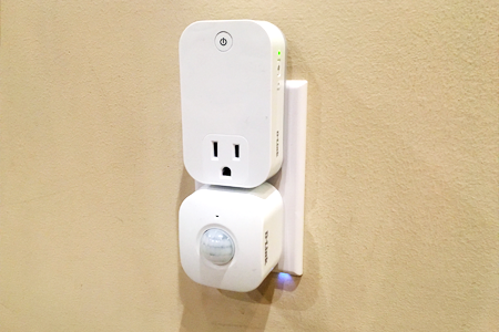 D-Link Smart Plug and Motion Sensor plugged into outlet